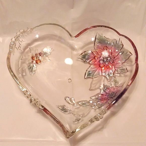 Vintage Mikasa Crystal Heart 2 Tier Dessert Tower - Picture 7 of 8